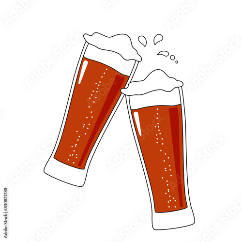 Beer mugs toast each other