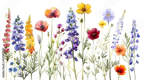 Flourishing Meadow of Diverse Wildflowers in Vibrant Hues