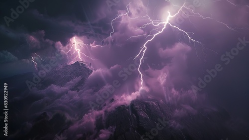 storm and lightning in the dark night is a scary but also wonderful sight, AI generated image