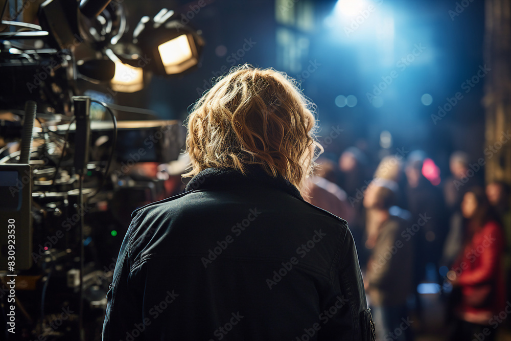 Generative AI image of person using video camera or camcorder while filming Generative AI image of person using video camera or camcorder while filming