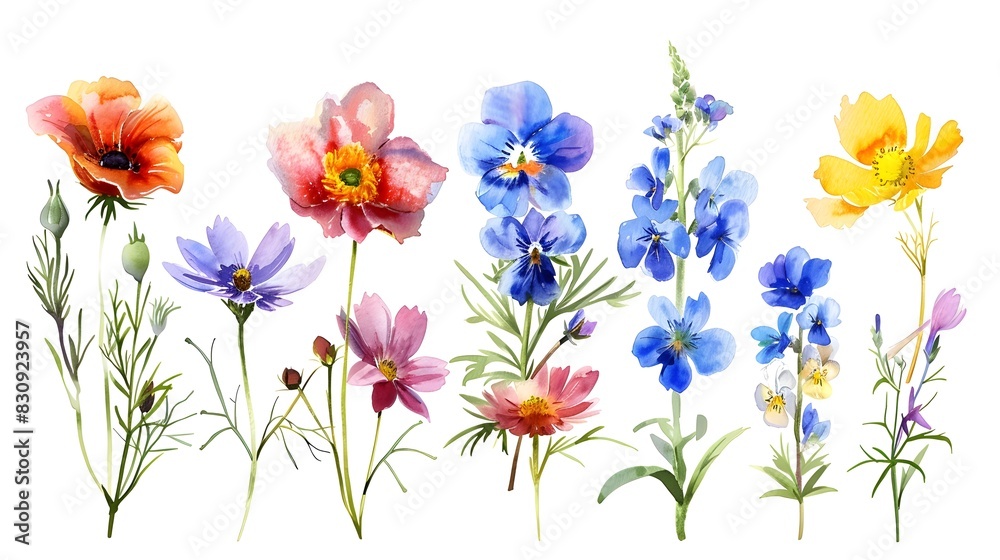 Obraz premium Vibrant and Lush Floral Arrangement with Colorful Blooming Wildflowers in Natural Garden Setting