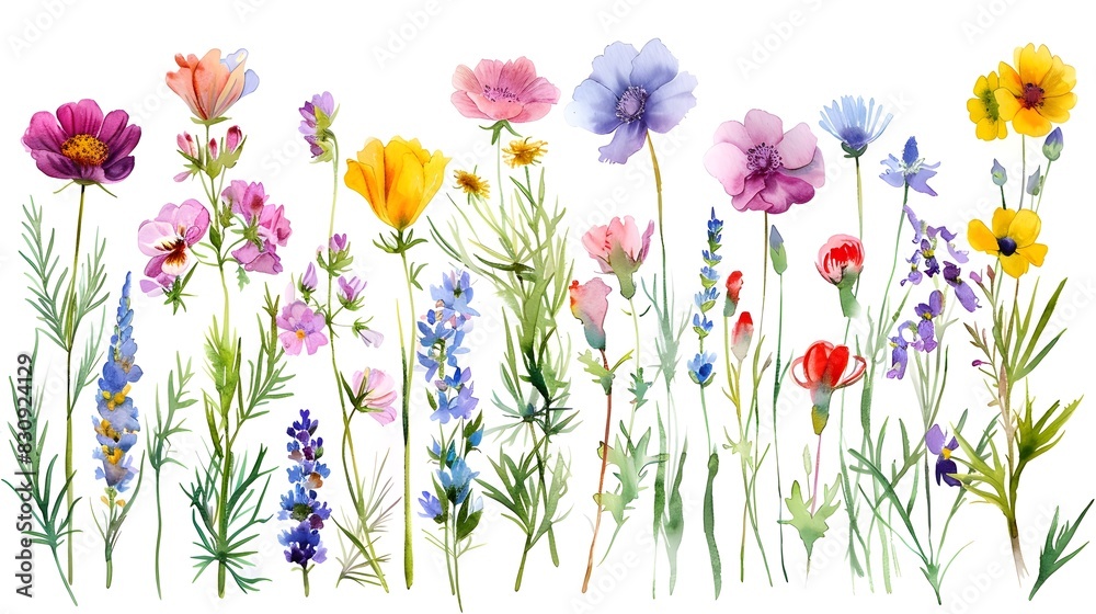 Vibrant assortment of blooming flowers in natural outdoor setting Vibrant assortment of blooming flowers in natural outdoor setting