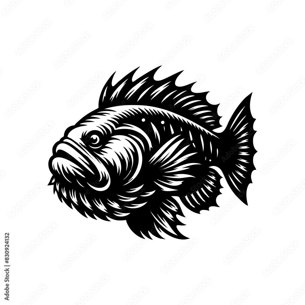 Obraz premium fish predator logo design. goliath logo design inspiration