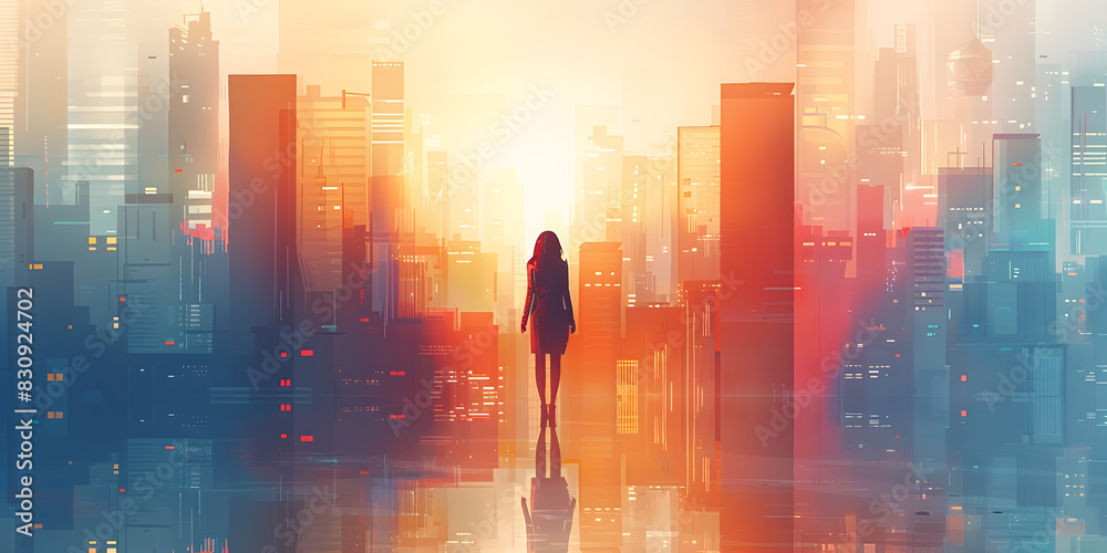 Business Person on Urban Background, Representing Confidence, Success, and Achievement with a Majestic City Skyline Business Person on Urban Background, Representing Confidence, Success, and Achievement with a Majestic City Skyline