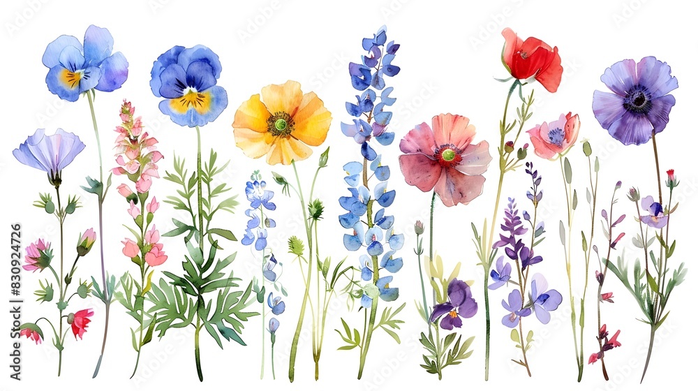 Vibrant Assortment of Lush Botanical Blossoms in Serene Natural Setting