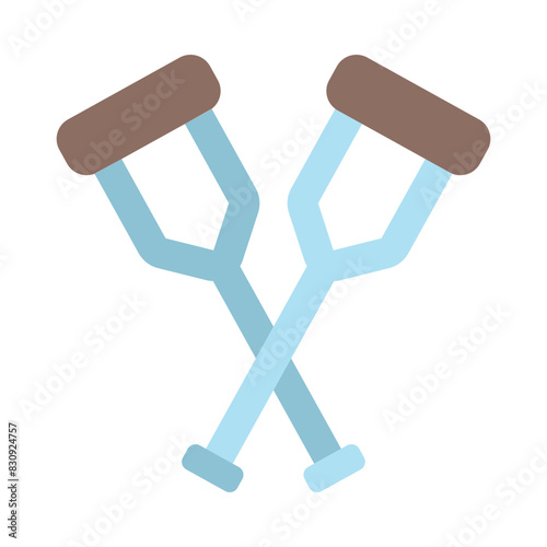 Crutches Flat Icon Design