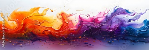 Vibrant Colorful Fluid Motion Explosion of Abstract Paint Splatter and Flowing Gradients photo