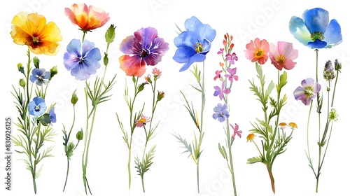 Vibrant Floral Arrangement of Colorful Blooming Garden Flowers in Natural Setting