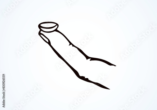 Eye lens in hand. Vector drawing