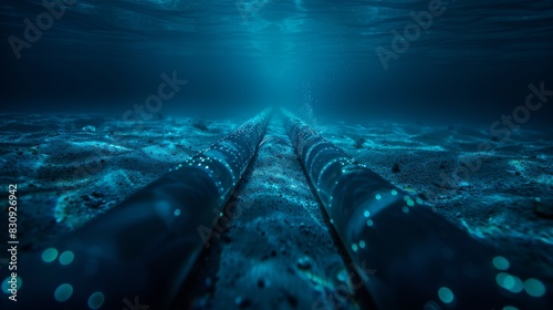 A long, narrow pipe in the ocean photo