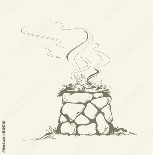 Stone Altar. Vector drawing