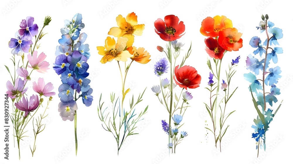 Fototapeta premium Vibrant Floral Bouquet Watercolor Painting