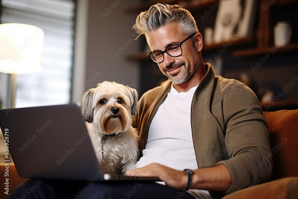 Generative AI image of young person at home after housework routine Generative AI image of young person at home after housework routine