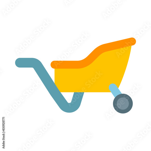 Wheelbarrow Flat Icon Design