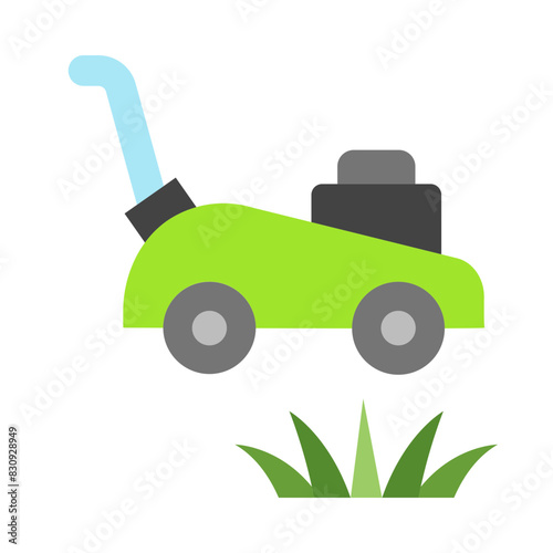 Lawn Mower Flat Icon Design