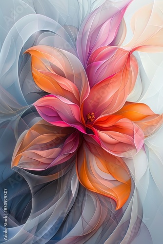 Detailed Painting of a Flower on White Background