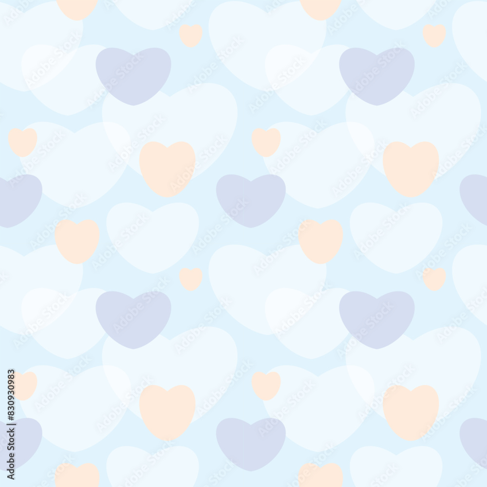 Delicate seamless vector pattern of hearts on a blue background Delicate seamless vector pattern of hearts on a blue background