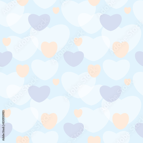 Delicate seamless vector pattern of hearts on a blue background