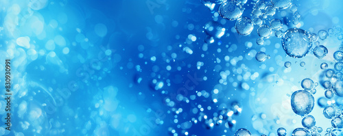 Abstract blue water and wine bubbles background with copy space for design and advertising purposes