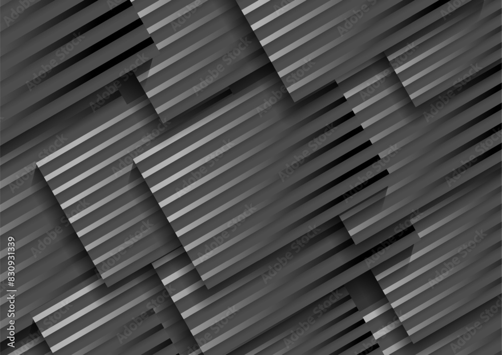 Obraz premium Black grey geometric striped abstract tech minimal background. Vector design