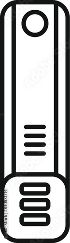 Black and white line icon of a contemporary usb stick, suitable for various digital design uses
