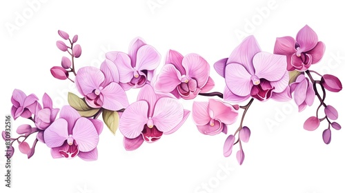 Orchid  Watercolor Floral Border  watercolor illustration  isolated on white background