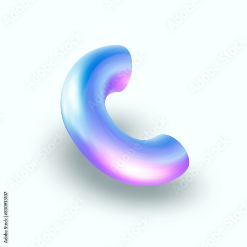 Wallpaper Mural 3d holographic geometric shape isolated. Render of 3d neon iridescent geometric shape with rainbow effect. 3d vector Torontodigital.ca