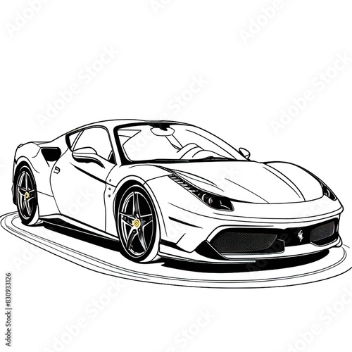white sports car coloring page