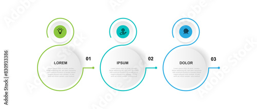 3 step process infographic vector element with icons suitable for business information and web presentation