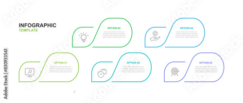 Design template infographic vector element with 5 step process or option suitable for web presentation and business information