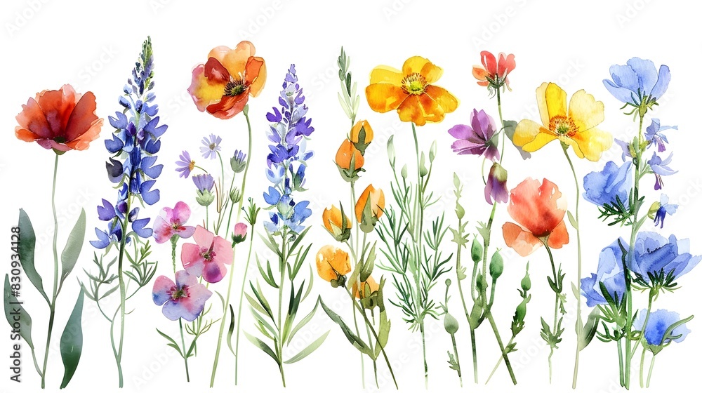 Vibrant Wildflower Bouquet Blooming in Sunny Garden Vibrant Wildflower Bouquet Blooming in Sunny Garden