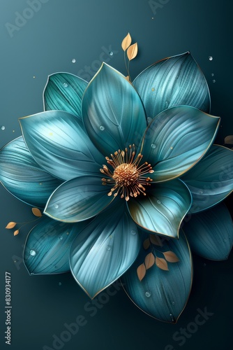Blue Flower on Green Background photo