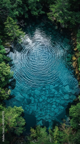 Silvery ripples in the lake , top view, generated with AI