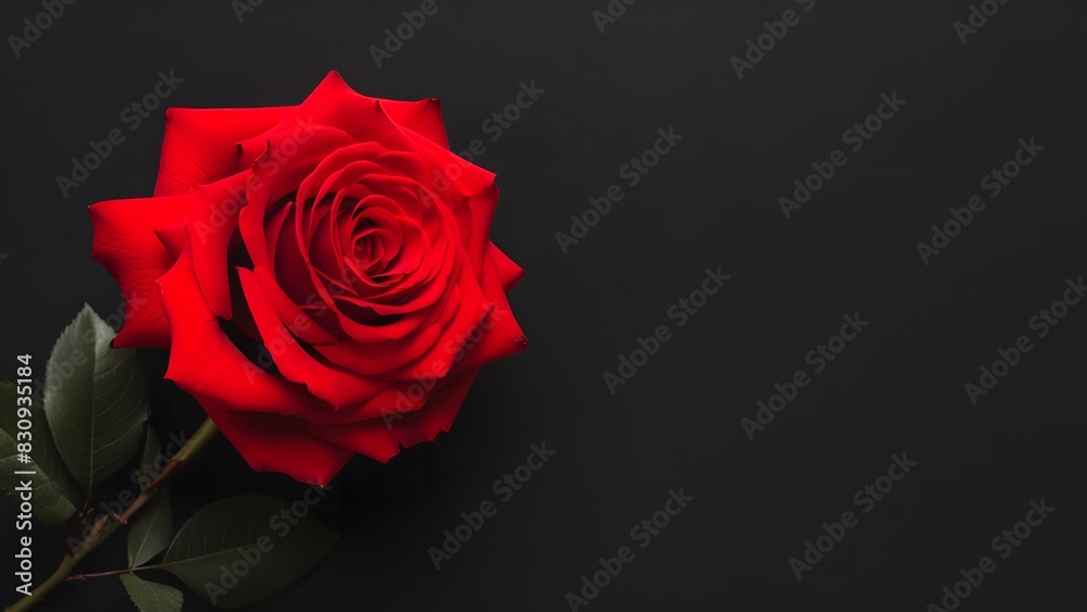 Obraz premium single red rose on black background