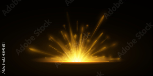 The effect of a golden flash of a special solar lens on a transparent background. Light blur effect. Vector illustration 10 EPS