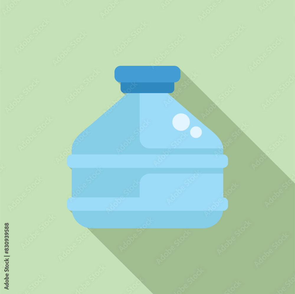 Digital illustration of a blue water jug with a flat design style on a green background