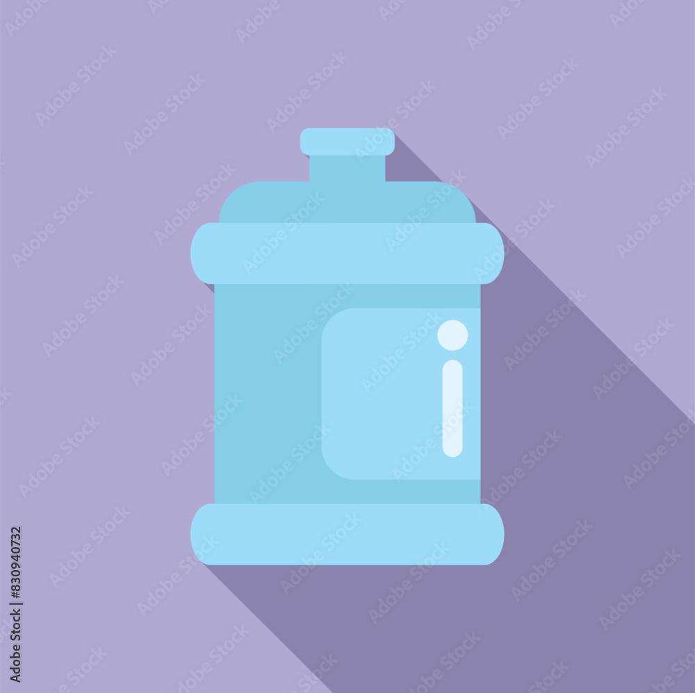 Flat design icon of a light blue canister with the information symbol, casting a soft shadow Flat design icon of a light blue canister with the information symbol, casting a soft shadow