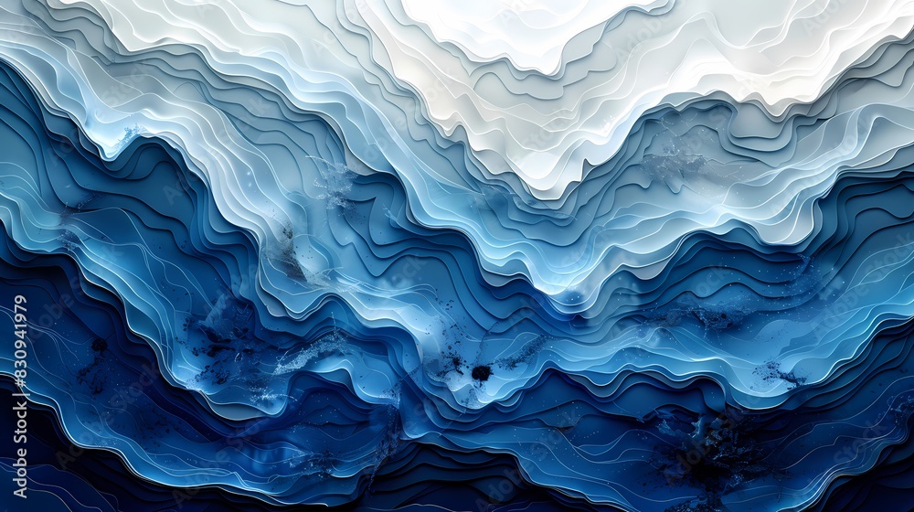 Obraz premium Blue and white lines texture mountains poster background