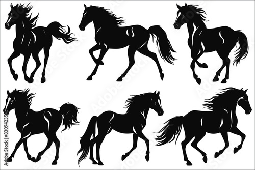 Set of horse silhouette, Horses silhouettes, Silhouette of a running horse, Big set of horses silhouettes, Race horses silhouettes set, Horse, Running, Run, Animal, Jumping, Race, Champion, Succeed
