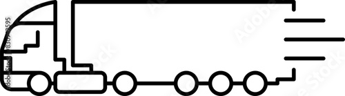 Truck icon freight, delivery symbol. Fast delivery icon. Speed moving lorry symbol isolated on white background. Vector illustration.