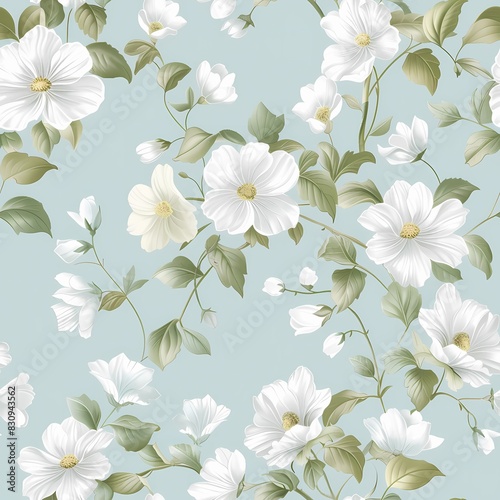 Floral pattern in 1850s style, vector graphic style, repeatable, seamless © MariesWorld