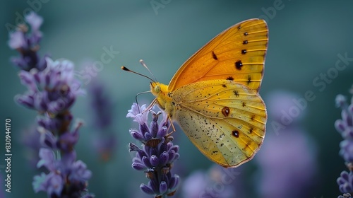 Yellow Butterfly in Harmony with Purple Lavender in the Serene Landscape of Provence
