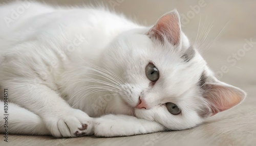 あまり元気がない白い猫 A white cat that doesn't have much energy © 俊 宮崎