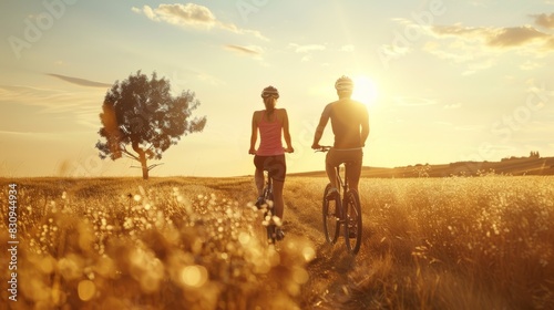 The cycling couple at sunset. © Alena