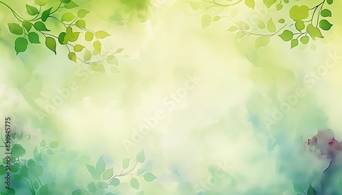 Light green background with foliage in watercolor style