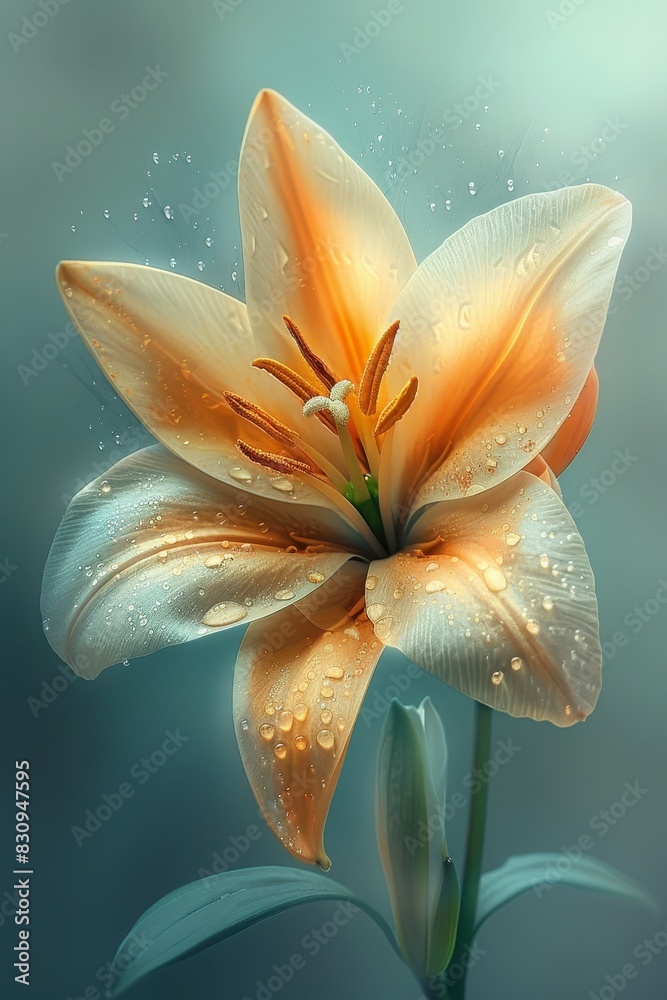 Fototapeta premium Yellow Flower With Water Droplets