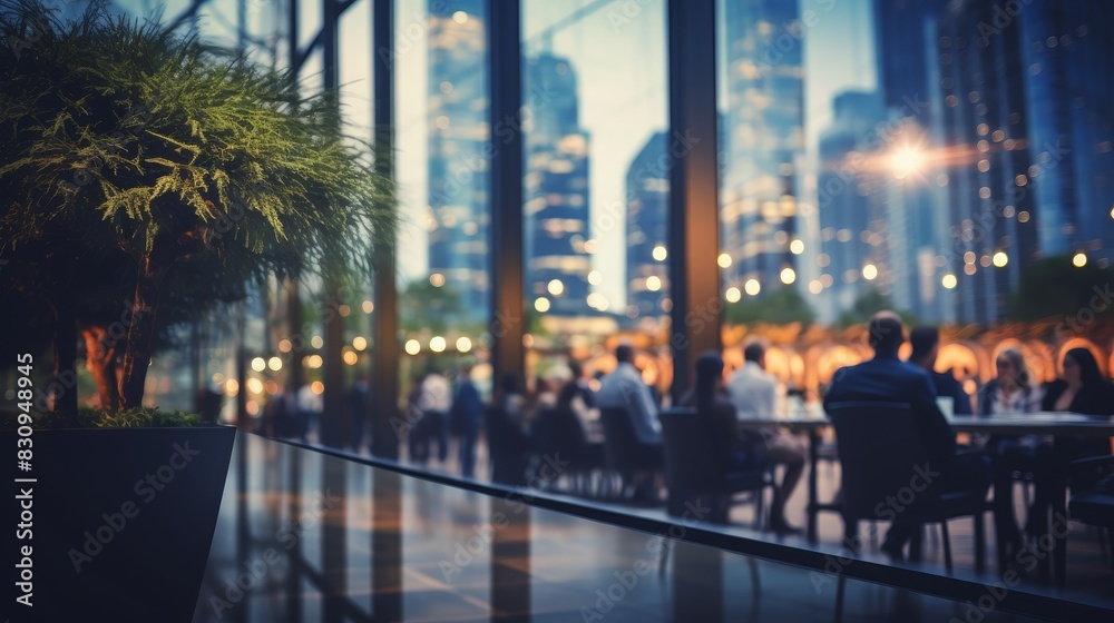 custom made wallpaper toronto digitalElegant urban cafe at dusk with city skyline. People enjoying evening coffee and conversation. Modern architecture and cozy ambiance.