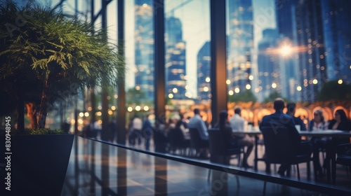 Wallpaper Mural Elegant urban cafe at dusk with city skyline. People enjoying evening coffee and conversation. Modern architecture and cozy ambiance. Torontodigital.ca