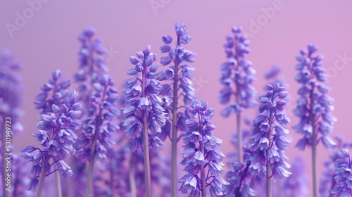 Close-up of vibrant purple lavender flowers in full bloom against a soft  blurred background  creating a serene and tranquil atmosphere.