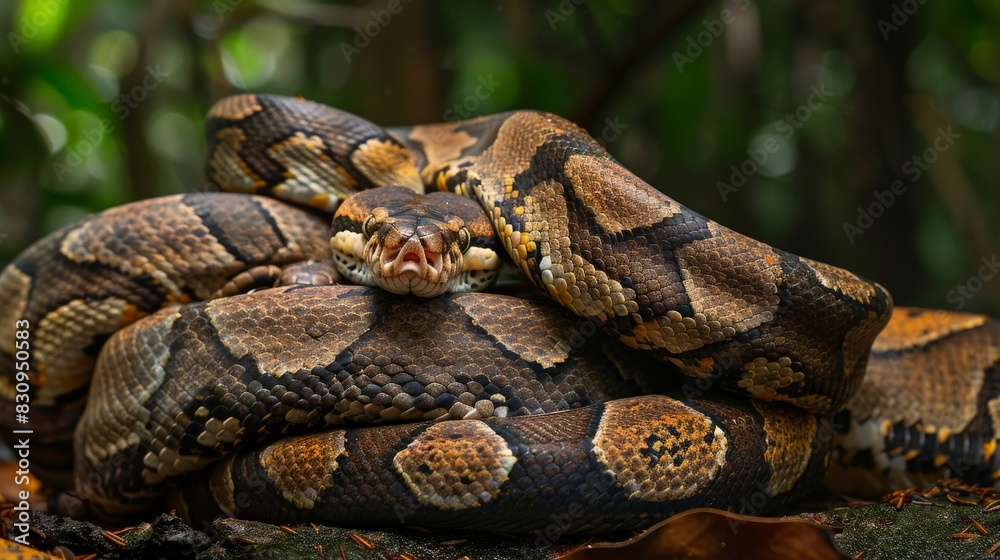 Obraz premium Boa constrictor wrapping around its prey for a suffocating embrace